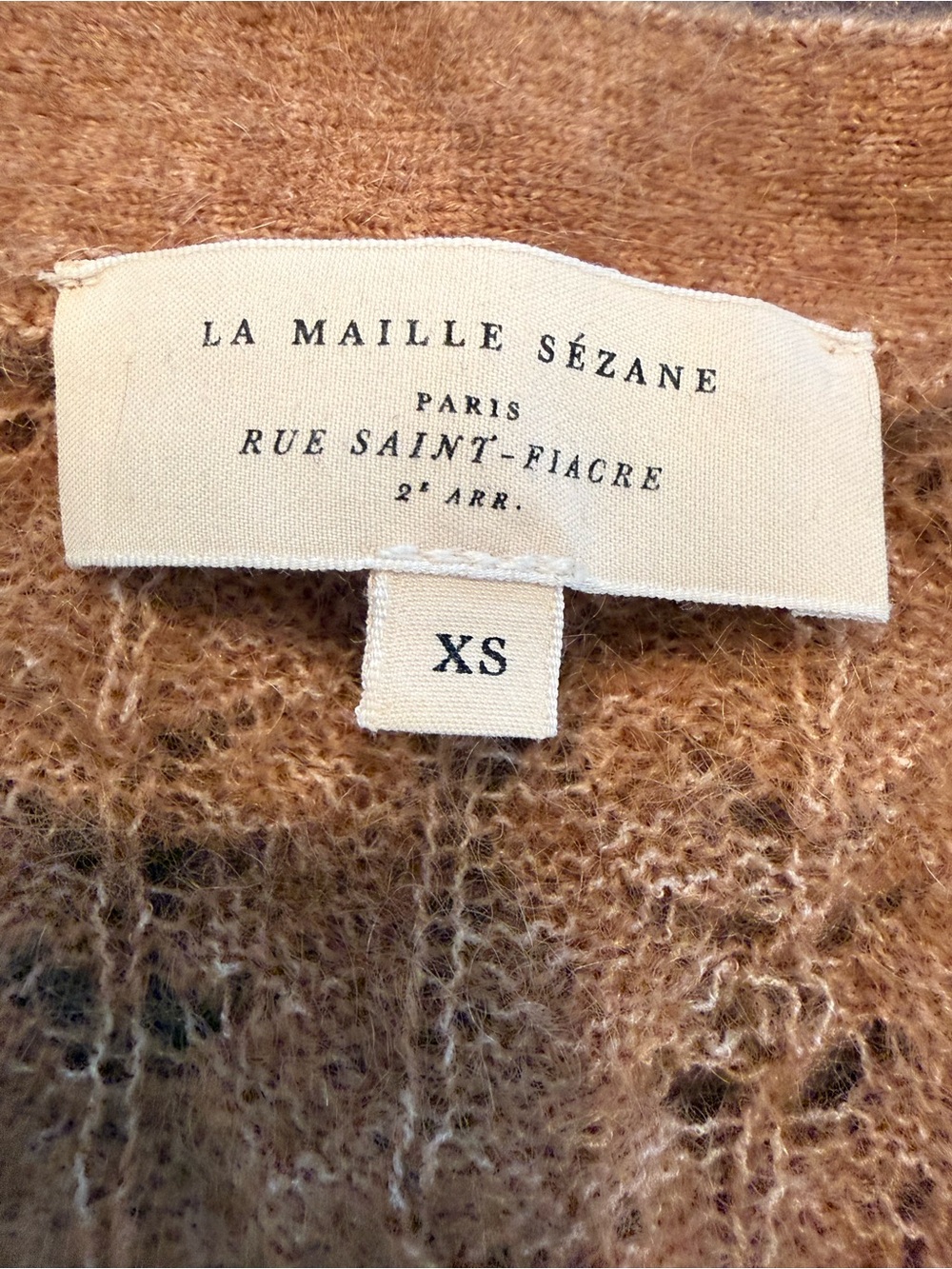Sézane Open-Knit V-Neck Cardigan - Camel Brown - Picture 3 of 4